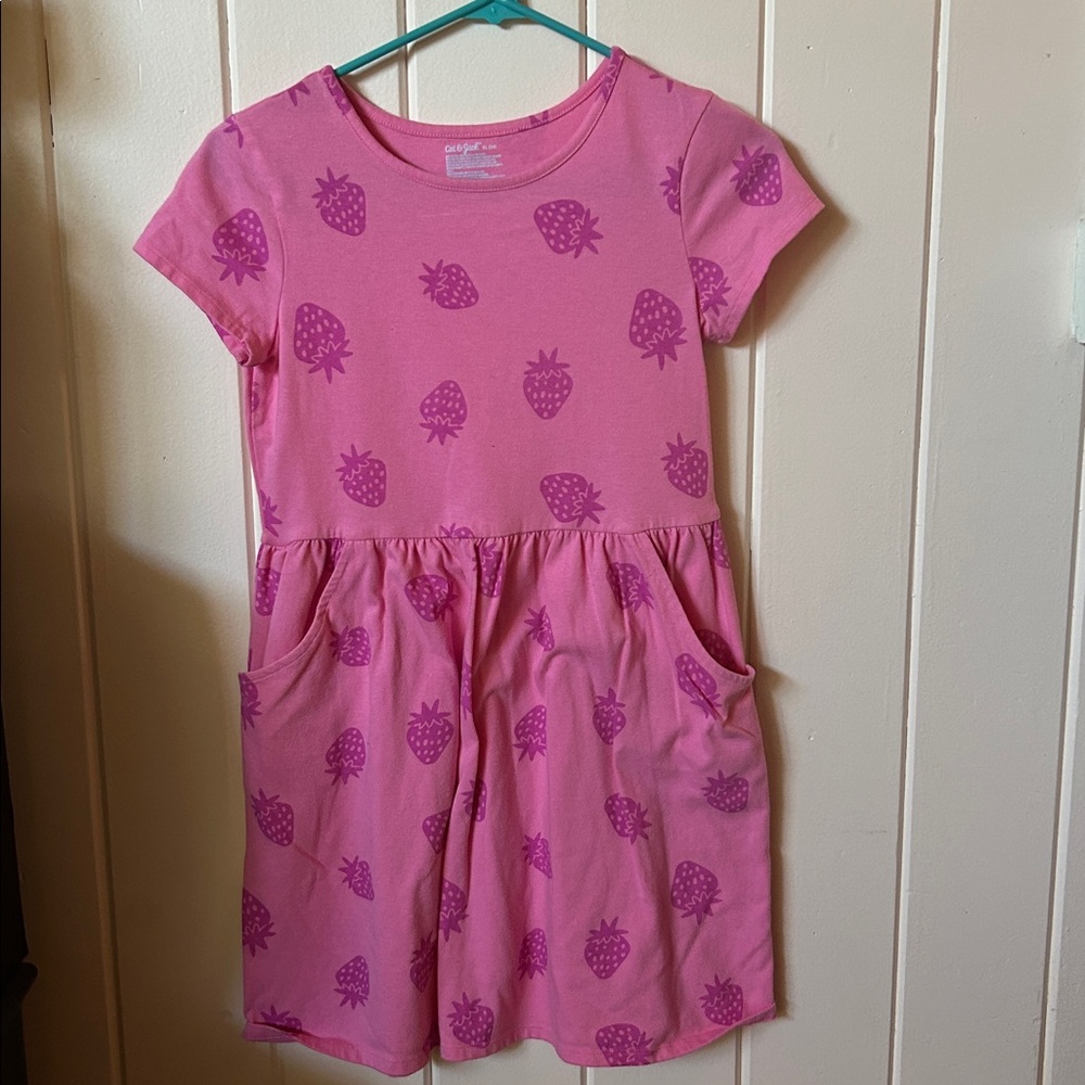 Cat & Jack Pink Dress with Strawberry Pattern